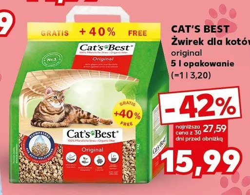 Żwirek dla kotów Original Cat's Best promocja w Kaufland