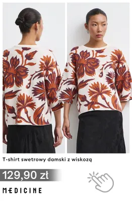 T-shirt swetrowy damski z wiskozą Medicine promocja w Medicine