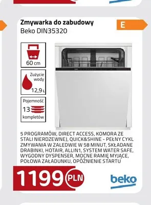Zmywarka do zabudowy Beko DIN35320 promocja w kakto.pl