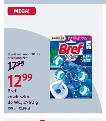 Zawieszka do WC Bref Color Aktiv 2-pak promocja w Rossmann