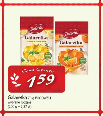 Galaretka o smaku pomarańczowym Delecta promocja w CEZAR Delikatesy