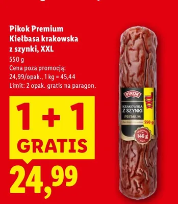 Kiełbasa Krakowska z szynki, XXL Pikok Premium promocja w Lidl