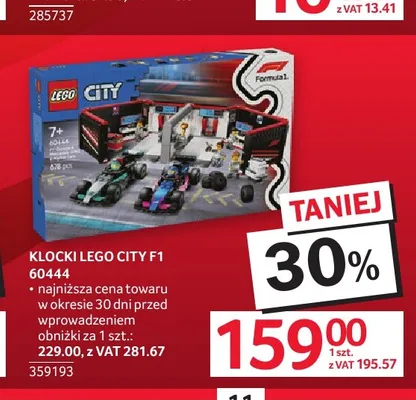 Klocki LEGO City F1 60444 promocja w Selgros