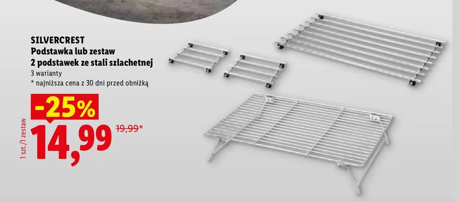 Zestaw 2 podstawek ze stali szlachetnej Silvercrest promocja w Lidl
