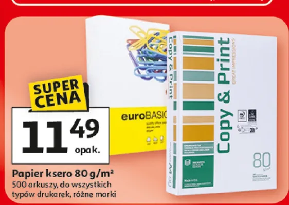 Papier ksero euroBASIC Copy & Print 80g/m² promocja w Auchan