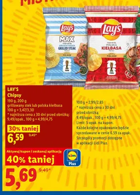 Chipsy Lay's MAX grillowany stek promocja w Lidl