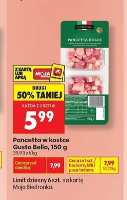 Pancetta w kostce Gusto Bello promocja w Biedronka