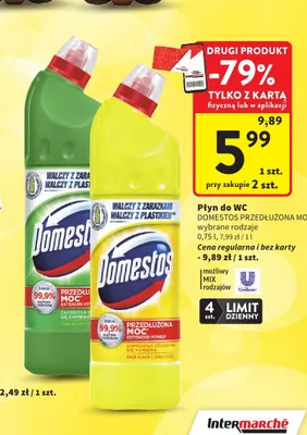 Płyn do WC Domestos Przedłużona Moc Pine promocja w Intermarche