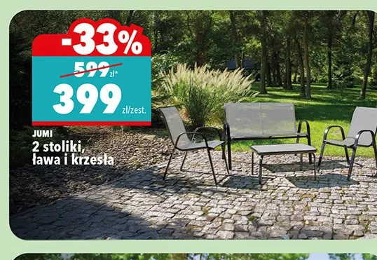 Zestaw mebli JUMI 2 stoliki, ława i krzesła promocja w Biedronka