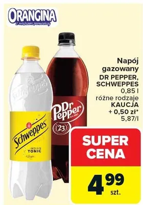 Napój gazowany DR PEPPER, SCHWEPPES 0,85 l różne rodzaje promocja w Carrefour