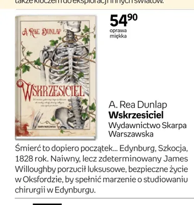 Książka Wskrzesiciel A. Rea Dunlap oprawa miękka promocja w Empik