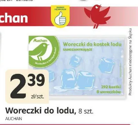 Woreczki do lodu samozamykające Auchan promocja w Marketvita