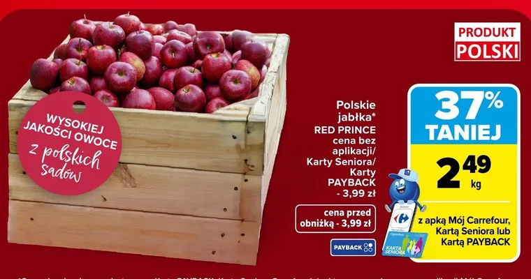 Jabłka polskie Red Prince promocja w Carrefour Market