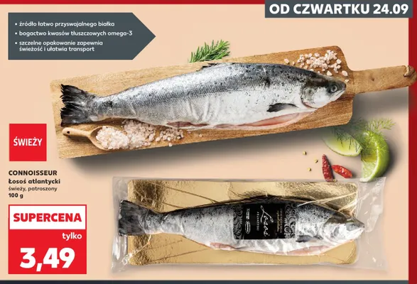 Łosoś atlantycki świeży patroszony Connoisseur promocja w Kaufland