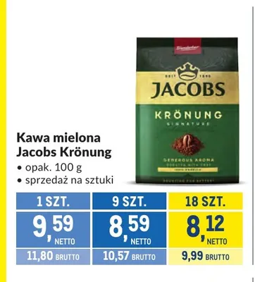 Kawa mielona Jacobs Krönung promocja w Makro