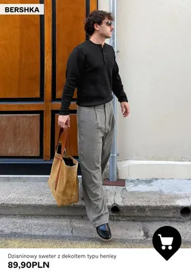 Dzianinowy sweter z dekoltem typu henley Bershka promocja w Bershka