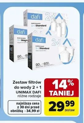 Zestaw filtrów do wody Dafi Unimax Magnesium 2+1 promocja w Carrefour