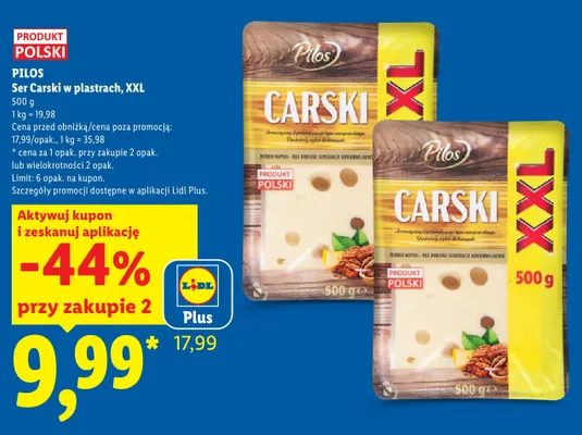 Ser carski w plastrach XXL Pilos promocja w Lidl
