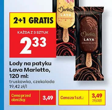 Lody na patyku Lava Marletto czekoladowe promocja w Biedronka