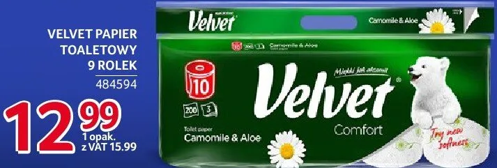 Papier toaletowy Velvet 9 rolek promocja w Selgros