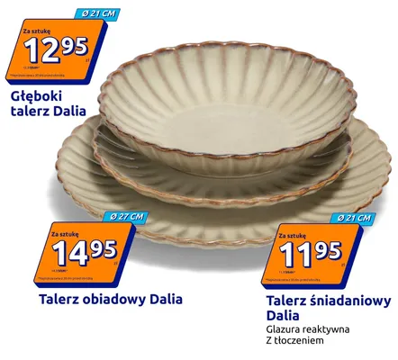 Talerz śniadaniowy Dalia glazura reaktywna z tłoczeniem Ø21 cm promocja w Action