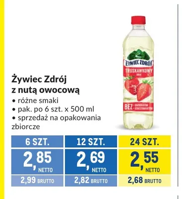 Woda Żywiec Zdrój z nutą owocową promocja w Makro