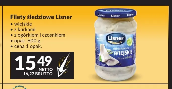 Filety śledziowe z ogórkiem i czosnkiem Lisner promocja w Makro