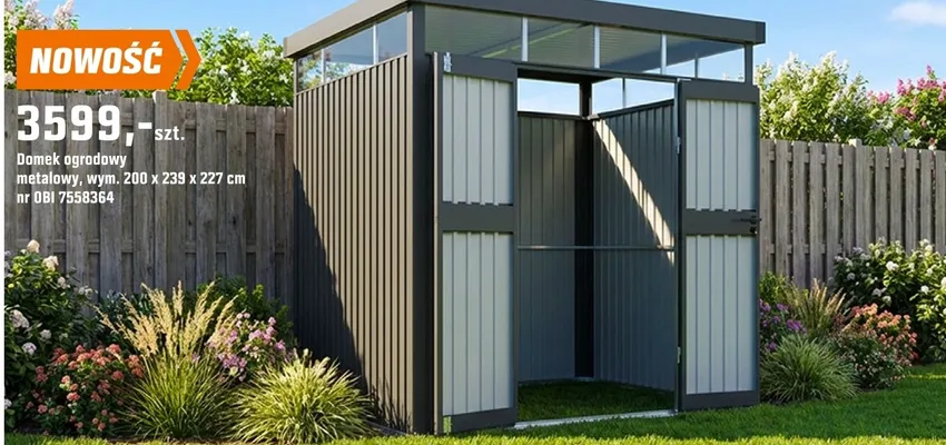 Domek ogrodowy metalowy promocja w OBI