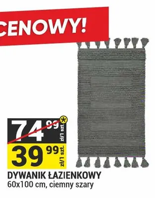 Dywanik łazienkowy 60x100cm ciemny szary promocja w Merkury Market