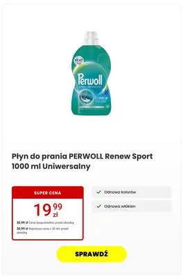 Płyn do prania Perwoll Renew Sport Uniwersalny promocja w Media Expert