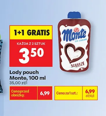 Lody pouch Monte 100ml promocja w Biedronka