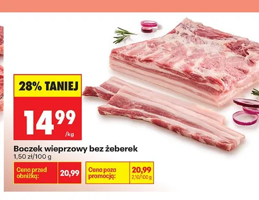 Boczek wieprzowy bez żeberek promocja w Biedronka