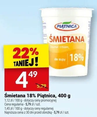 Śmietana 18% Piątnica promocja w Twój Market