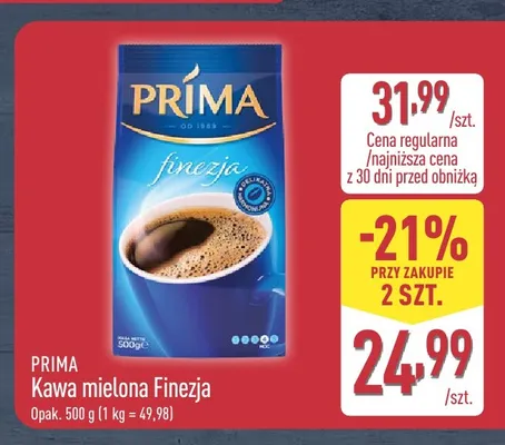 Kawa mielona Prima Finezja promocja w Aldi