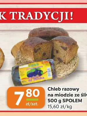 Chleb razowy na miodzie ze śliwką Społem promocja w Społem Częstochowa