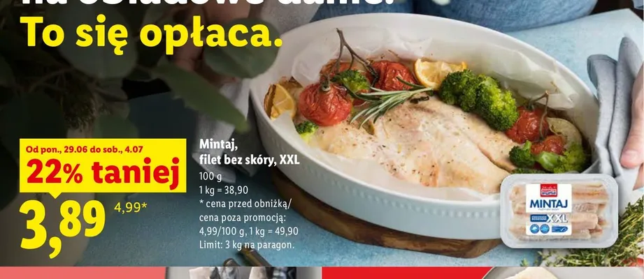 Filet z mintaja bez skóry XXL promocja w Lidl