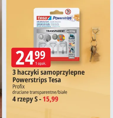 3 haczyki samoprzylepne Powerstrips Tesa promocja w Leclerc