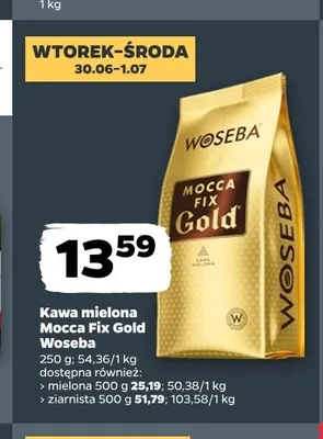Kawa mielona Woseba Mocca Fix Gold promocja w Netto