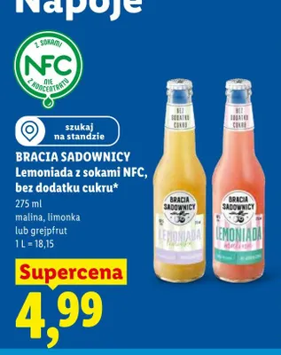 Lemoniada z sokami NFC limonka Bracia Sadownicy promocja w Lidl