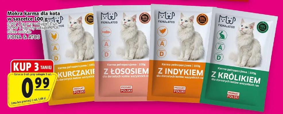 Mokra karma dla kota w saszetce FIONA & ATOS promocja w Prim Market