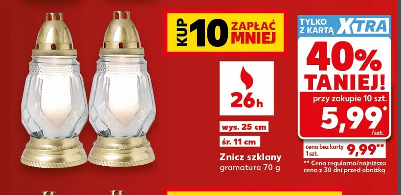 Znicz szklany promocja w Kaufland