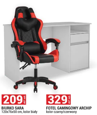 Fotel gamingowy Archip kolor czarny/czerwony promocja w Merkury Market