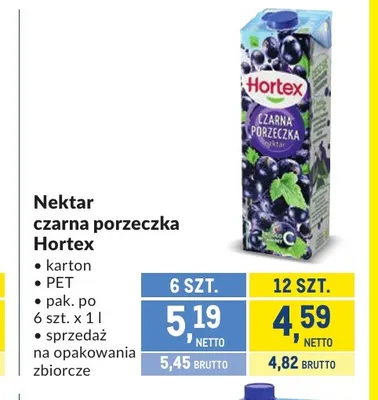 Nektar czarna porzeczka Hortex promocja w Makro