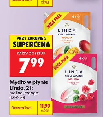 Mydło w płynie Linda malina promocja w Biedronka