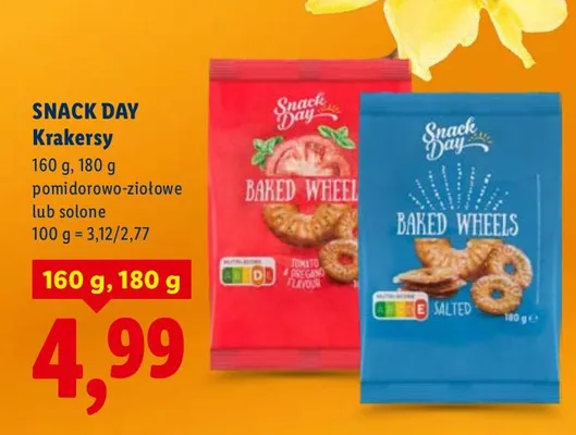 Krakersy pomidorowo-ziołowe lub solone promocja w Lidl