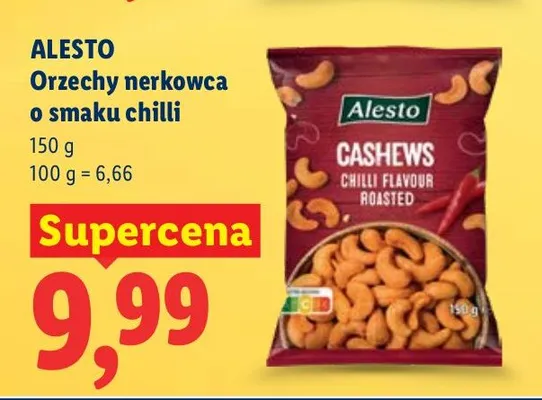 Orzechy nerkowca o smaku chilli Alesto promocja w Lidl