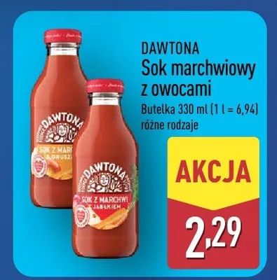 Sok marchwiowy z owocami promocja w Aldi