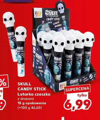 Latarka czaszka z drażami Skull Candy Stick promocja w Kaufland