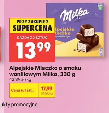 Alpejskie Mleczko o smaku waniliowym Milka promocja w Biedronka
