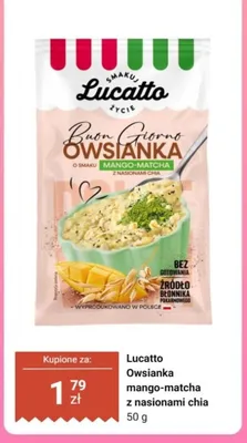 Owsianka mango-matcha z nasionami chia Lucatto promocja w Dino